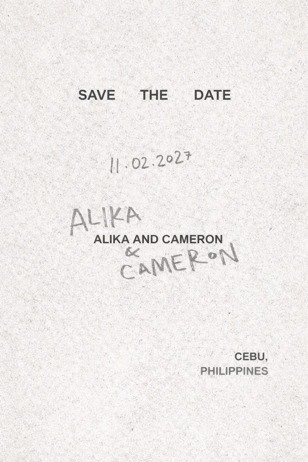 Save the Date — Alika and Cameron — 11.02.2027 — Cebu, Philippines